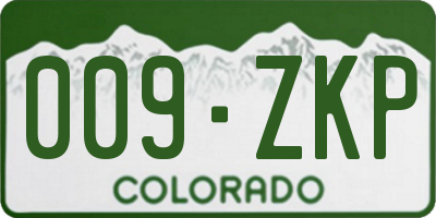 CO license plate 009ZKP