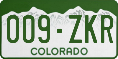 CO license plate 009ZKR