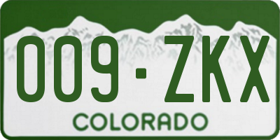 CO license plate 009ZKX