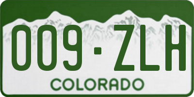 CO license plate 009ZLH