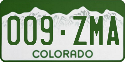 CO license plate 009ZMA
