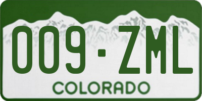 CO license plate 009ZML