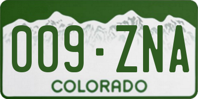 CO license plate 009ZNA