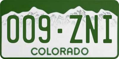 CO license plate 009ZNI