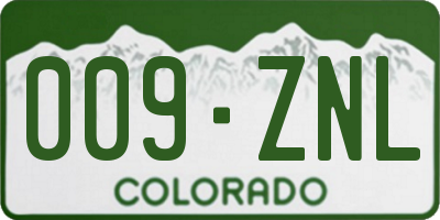 CO license plate 009ZNL