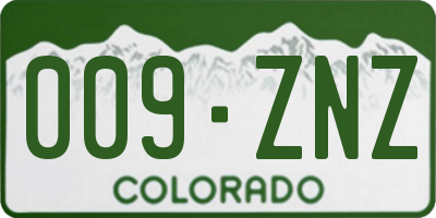 CO license plate 009ZNZ