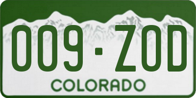CO license plate 009ZOD