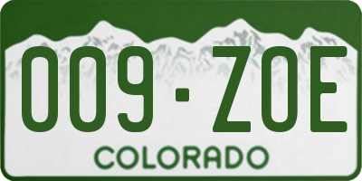CO license plate 009ZOE