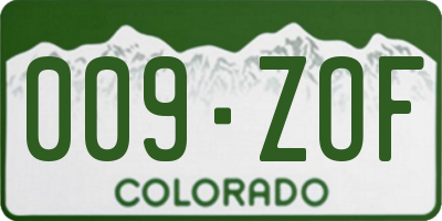 CO license plate 009ZOF