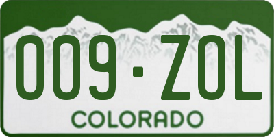 CO license plate 009ZOL