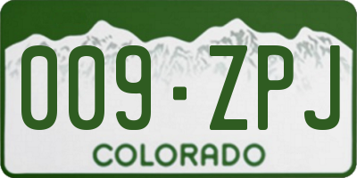 CO license plate 009ZPJ