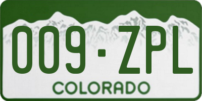 CO license plate 009ZPL