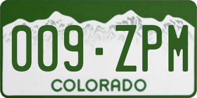 CO license plate 009ZPM