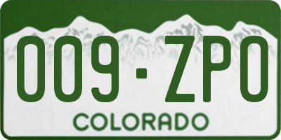 CO license plate 009ZPO