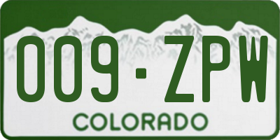 CO license plate 009ZPW