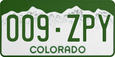 CO license plate 009ZPY