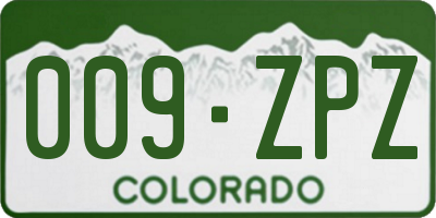 CO license plate 009ZPZ