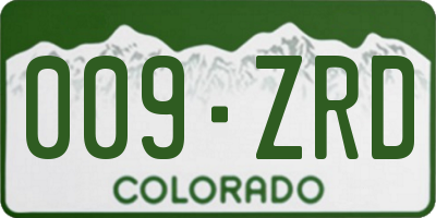 CO license plate 009ZRD