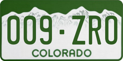 CO license plate 009ZRO