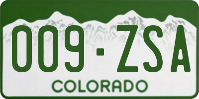 CO license plate 009ZSA