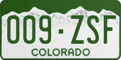 CO license plate 009ZSF