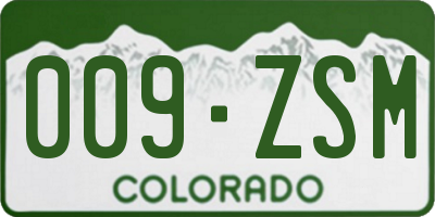 CO license plate 009ZSM