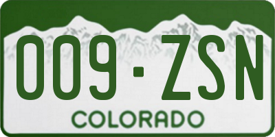 CO license plate 009ZSN