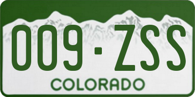CO license plate 009ZSS