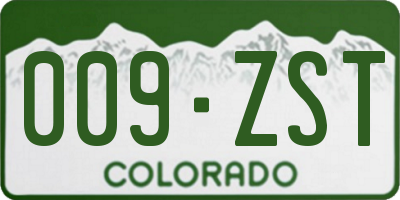 CO license plate 009ZST