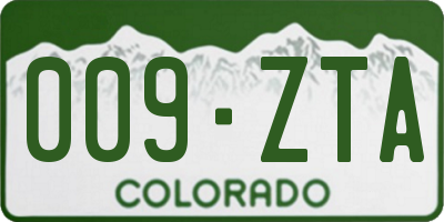 CO license plate 009ZTA