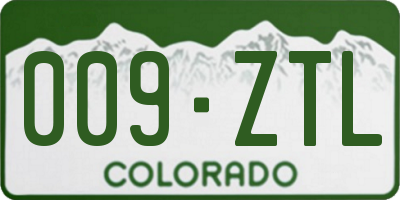 CO license plate 009ZTL