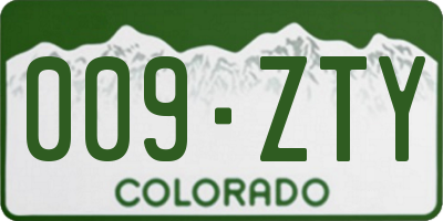 CO license plate 009ZTY