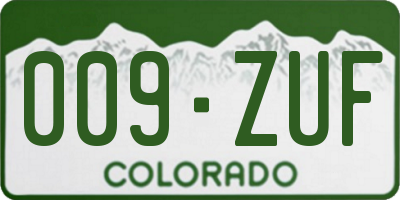 CO license plate 009ZUF