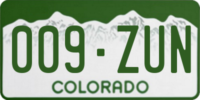 CO license plate 009ZUN