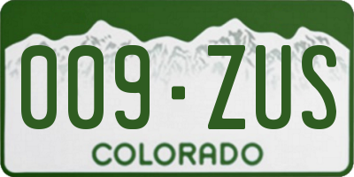 CO license plate 009ZUS