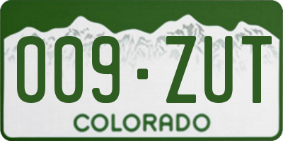 CO license plate 009ZUT