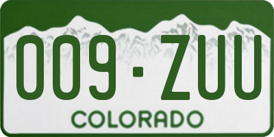 CO license plate 009ZUU