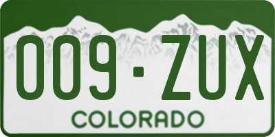 CO license plate 009ZUX