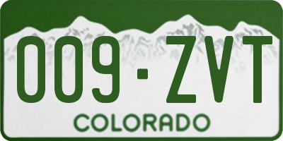 CO license plate 009ZVT