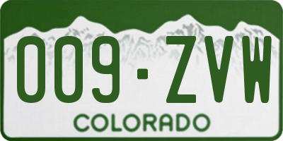 CO license plate 009ZVW