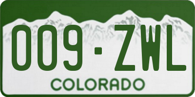 CO license plate 009ZWL