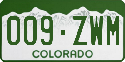 CO license plate 009ZWM