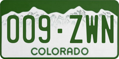 CO license plate 009ZWN