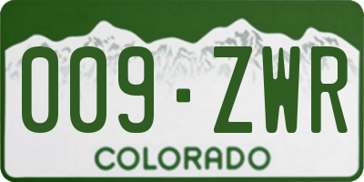 CO license plate 009ZWR