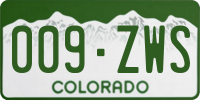 CO license plate 009ZWS
