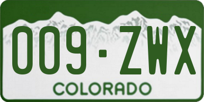CO license plate 009ZWX