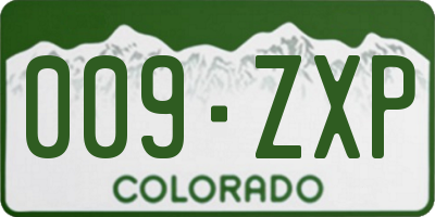 CO license plate 009ZXP