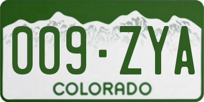 CO license plate 009ZYA
