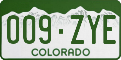 CO license plate 009ZYE
