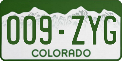 CO license plate 009ZYG